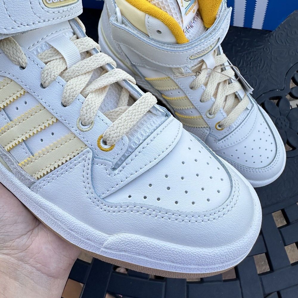 adidas Kids High-Top Sneakers in White and Yellow - Picture 11 of 16